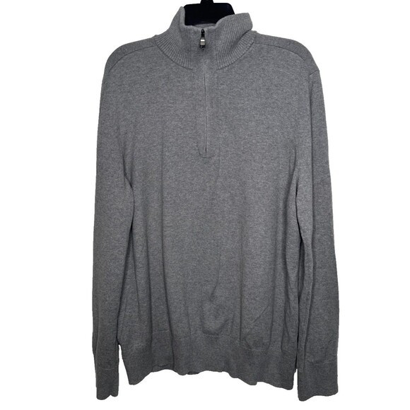 Banana Republic Men’s Cashmere 1/4 Zip Sweater Gray Mock Neck XL - Picture 3 of 7